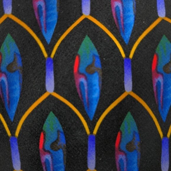 Cocktail Collection Geometric Black Blue Gold Multicolor Novelty Silk Necktie - Picture 2 of 7